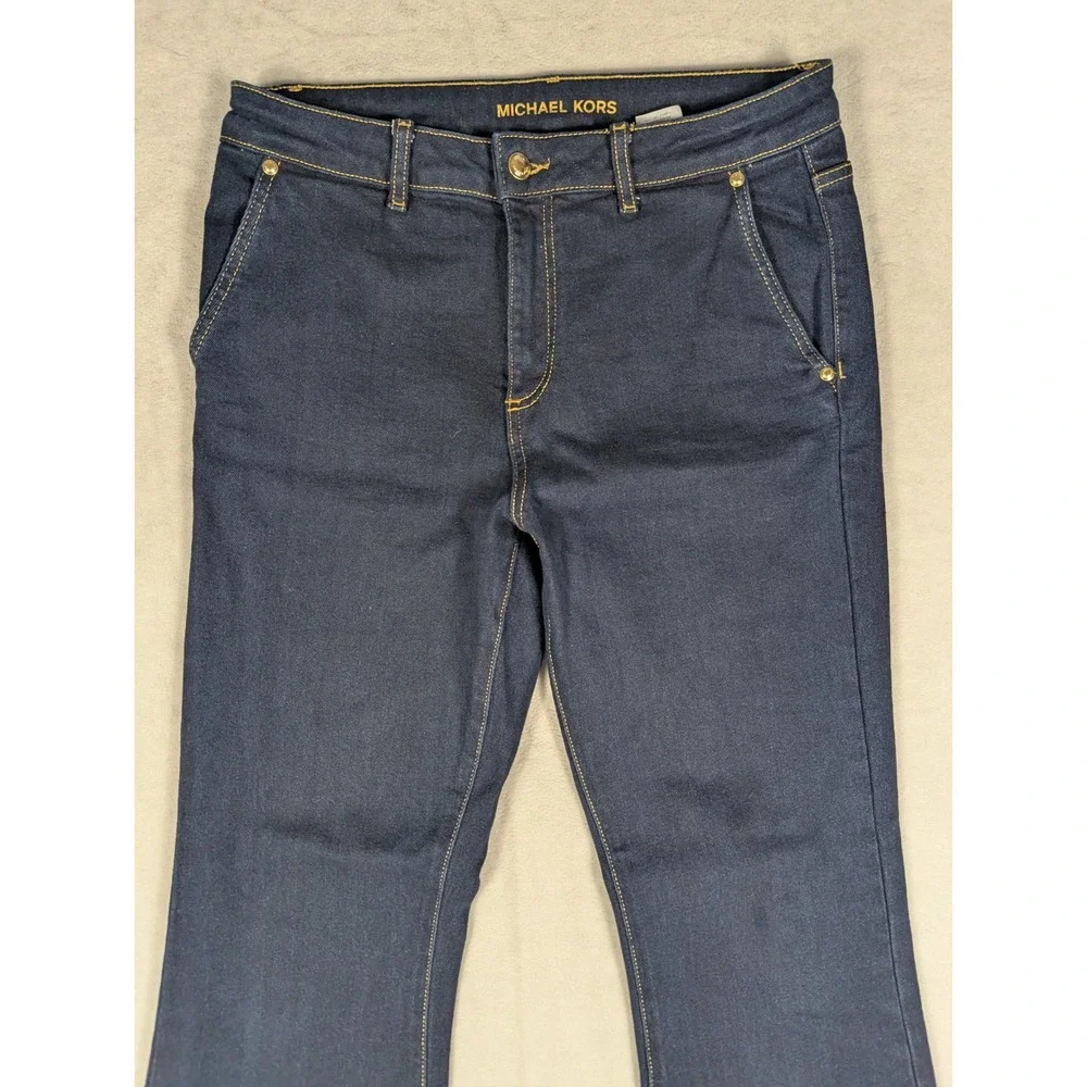 Michael‎ Kors Womens Dark Wash Flare Leg Stretch Denim Jeans Blue Size 8